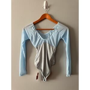 Daydance Long Sleeve Leotard Womens Blue Gray Ballet Dance Bodysuit Adult Medium